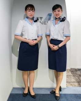 First Airlines. Flight Attendants. Ikebukuro Tokyo Japan. VR Virtual Reality flight - World's first virtual aviation facility. Photo François Cavelier